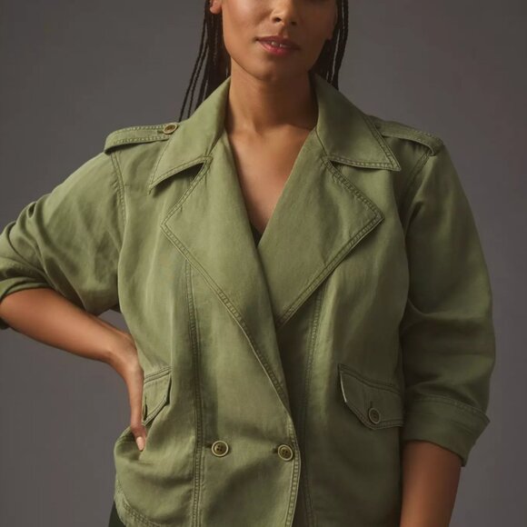 Anthropologie | Cropped Aviator/Cropped Trench Jacket | 3X -- NWT - Picture 2 of 11